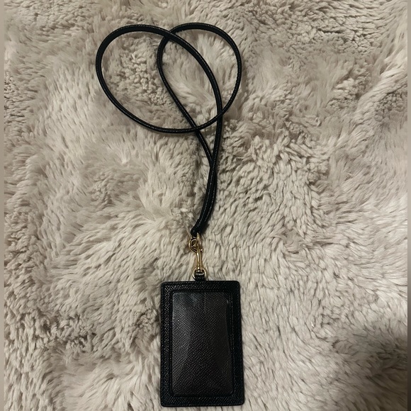 COACH BLACK CARD HOLDER LANYARD - Picture 2 of 3